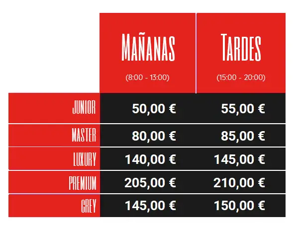 tarifas sexpress madrid rojo